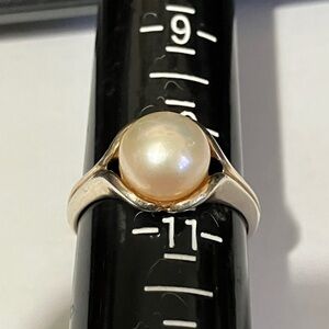 Lustrous White Pearl Ring in Sterling Silver Band